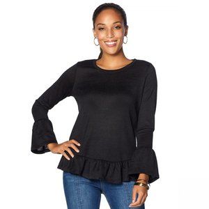 NWT DG2 Ruffle Hem Shirt Small Black